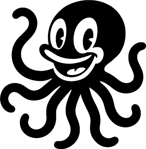 Rubber Hose Style octopus.
In-Game asset.  2d.  High contrast.  No shadows