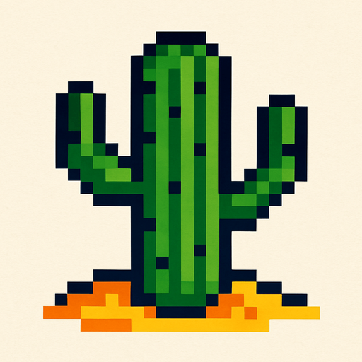 vazoda olmayan bir çöl kaktüsü yap pixel şekilde.
In-Game asset.  2d.  High contrast.  No shadows