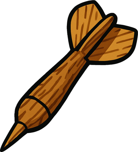 Wooden dart
In-Game asset.  2d.  High contrast.  No shadows. Topdown