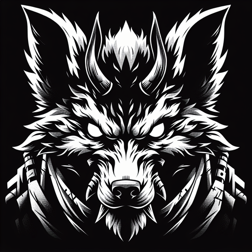 demon dog staring.
Single Game Texture. In-Game asset. 2d. Blank background. High contrast. No shadows.