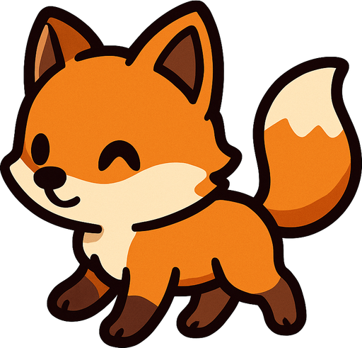 Cute, tiny, sweet, fox, walking.
In-Game asset.  2d.  High contrast.  No shadows