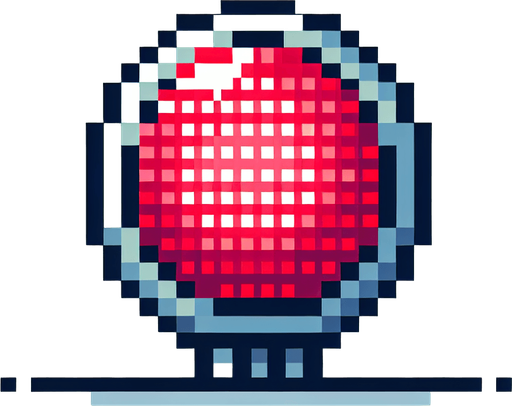 8-bit pixelated red round LED circle.
Single Game Texture. In-Game asset. 2d. Blank background. High contrast. No shadows.