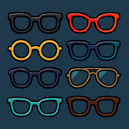 Pack of different glasses.
In-Game asset.  High contrast.  No shadows. 3D