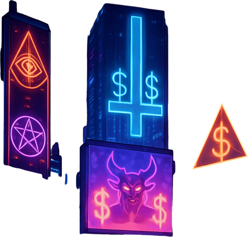 cyberpunk neon anime metropolis skyline corporate holograms billboards, occult-capitalism-consumerism imagery nighttime futuristic architecture glow