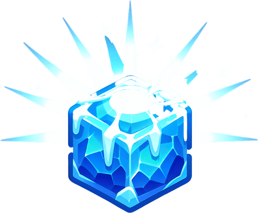 Powerupice.
Single Game Texture.  In-Game asset.  2d.  Blank background.  High contrast.  No shadows. 3d