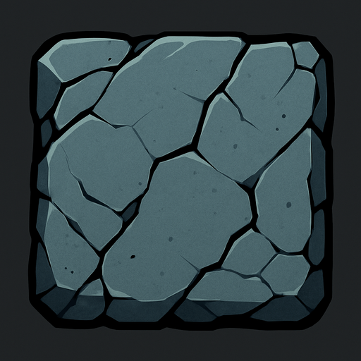 top down look square shaped rock.
In-Game asset.  2d.  High contrast.  No shadows