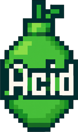 a green bomb (pixel art) writes "Acid" on it.
In-Game asset.  2d.  High contrast.  No shadows