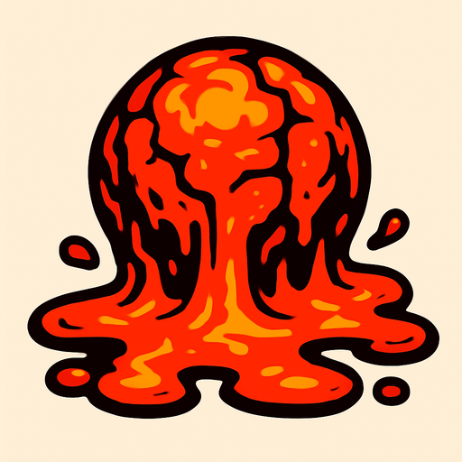 Lav topu erimiş.
In-Game asset.  2d.  High contrast.  No shadows