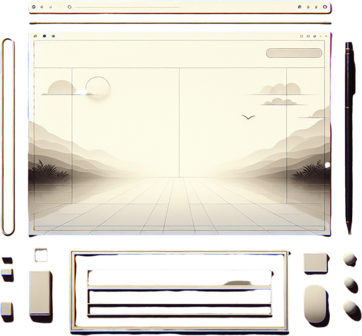 A clean and modern user interface for a minimalist document writing application, viewed flat and straight from the front as a desktop app UI. The screen is divided into two primary sections for maximum clarity and focus:

Top Section: A slim, horizontally aligned bar spans the entire width of the interface. This bar features a simple and elegant frame that segments it from the rest of the screen. It is intended for displaying document-related information (e.g., file name or text content) but remains completely empty in this image. The frame is visually distinct, utilizing subtle shadows or thin outlines to highlight its separation from the rest of the interface, without overwhelming the design.

Bottom Section: The majority of the screen below the top bar is an expansive, completely blank space. This space represents the document area, kept pristine and uncluttered, ready for future content. The absence of text, icons, or additional elements enhances the clean and spacious aesthetic..
Single Game Texture. In-Game asset. 2d. Blank background. High contrast. No shadows.