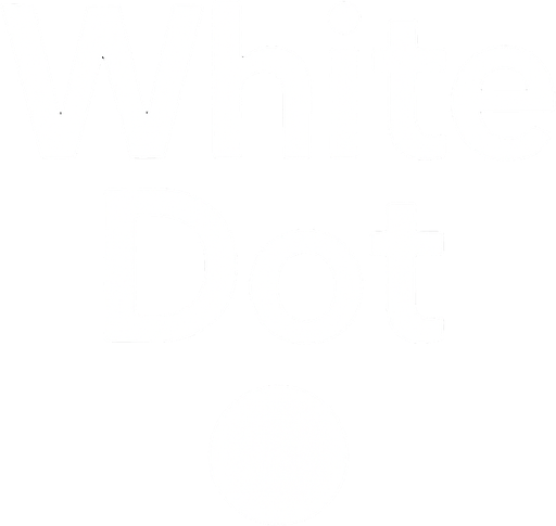 Game title reading White Dot. Minimalistic. White font..
In-Game asset.  2d.  High contrast.  No shadows