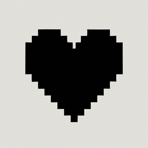 Basit pixel artla yapılmış siyah bir kalp.
In-Game asset.  2d.  High contrast.  No shadows
