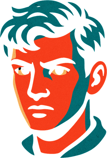 Bir gizli genc bir insanın kafası.
In-Game asset.  2d.  High contrast.  No shadows