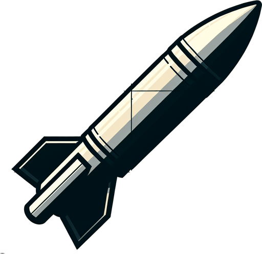 missile.
Single Game Texture. In-Game asset. 2d. Blank background. High contrast. No shadows.