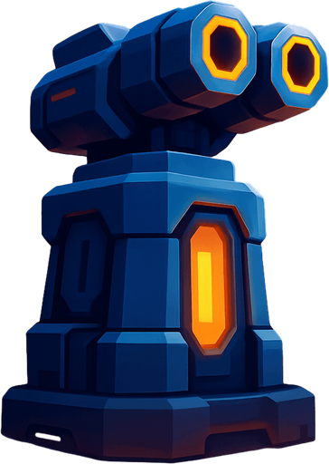 Front-facing icon, Fullscreen modern App Store art style with futuristic tower defense, 16:9, high definition.  No text captions!