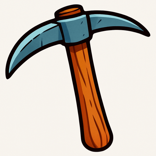 Cartoonish mining pick.
In-Game asset.  2d.  High contrast.  No shadows
