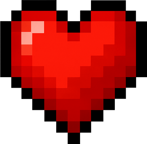 As un corazón pixelado.
In-Game asset.  High contrast.  No shadows