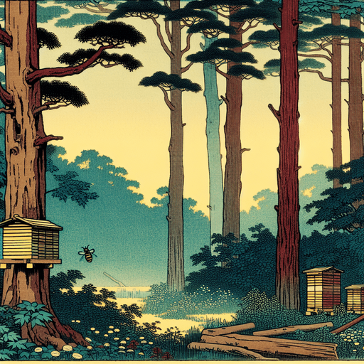 2d colorfull ghibli image style. forest  quite one beehive at a tree body of forest
Single Game Texture.  In-Game asset.  2d.  Blank background.  High contrast.  No shadows.
Single Game Texture.  In-Game asset.  2d.  Blank background.  High contrast.  No shadows