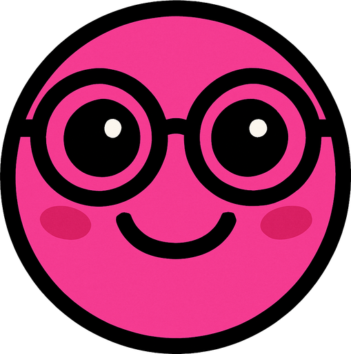 pembe sempatik yüz gözlüklü.
In-Game asset.  2d.  High contrast.  No shadows