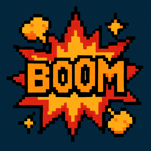 Boom effect pixel style.
In-Game asset.  2d.  High contrast.  No shadows
