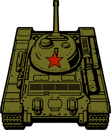 A Soviet tank..
In-Game asset.  2d.  High contrast.  No shadows. Top down view