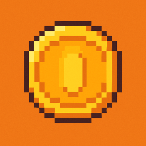 2d coin pixel art.
In-Game asset.  2d.  High contrast.  No shadows