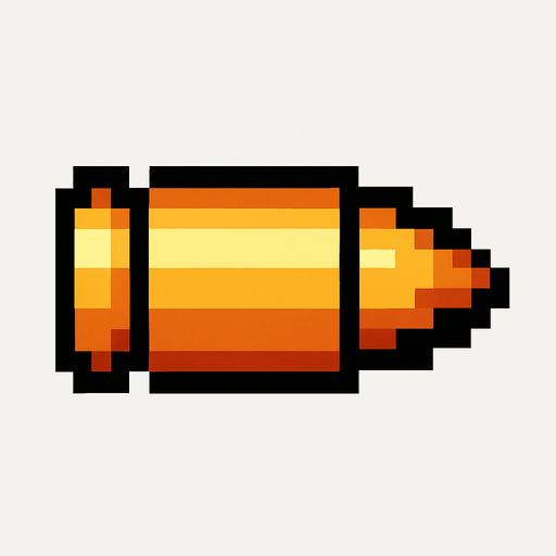 Bullet pixel.
In-Game asset.  2d.  High contrast.  No shadows