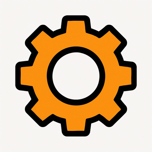 A settings button I can without any background it’s a gear.
In-Game asset.  2d.  High contrast.  No shadows
