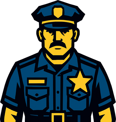 officer.
In-Game asset.  2d.  High contrast.  No shadows