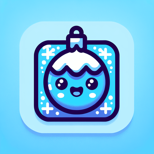 Perfectly square bright blue Christmas decoration with cute happyy face. Cartoon style. Cute art style. Simple vector style.