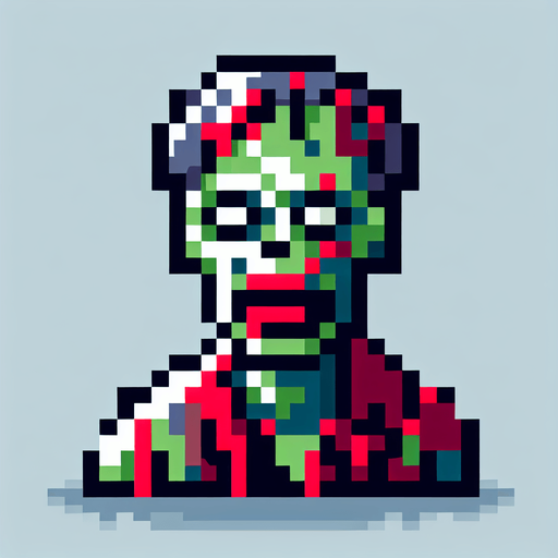 Make an 8-bit zombie.
Single Game Texture.  In-Game asset.  2d.  Blank background.  High contrast.  No shadows