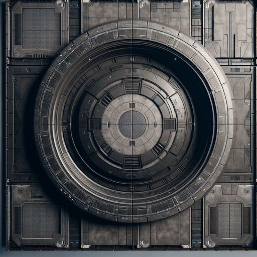 Sci-fi Vault dark Concrete wall texture 2d.
Single Game Texture. In-Game asset. 2d. Blank background. High contrast. No shadows.