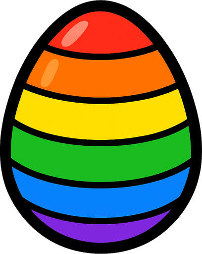 A Rainbow egg.
In-Game asset.  2d.  High contrast.  No shadows