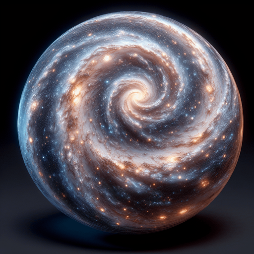 Una esfera con la via láctea.
Single Game Texture.  In-Game asset.  2d.  Blank background.  High contrast.  No shadows