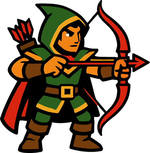 Archer  hero.
In-Game asset.  2d.  High contrast.  No shadows