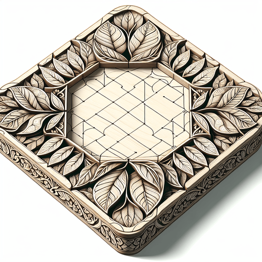 A wooden play board with leaves. Fantasy.
Single Game Texture. In-Game asset. 2d. Blank background. High contrast. No shadows.