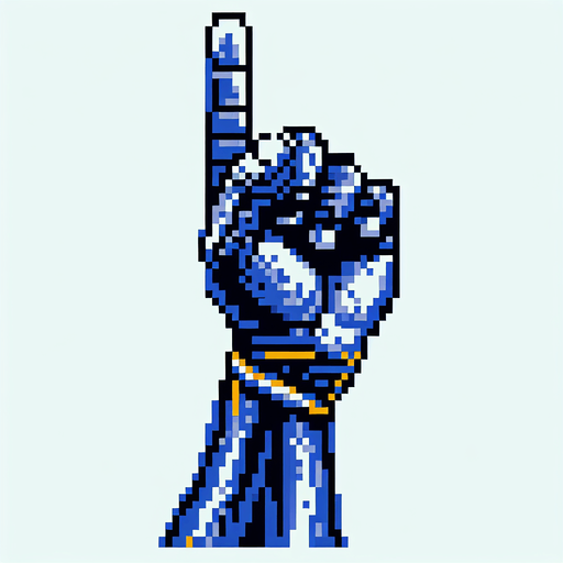 Create an image of a basketball player's hand, focusing on the hand only without showing the entire arm. The hand should be positioned with the index finger extended upwards. pixelated. 8 bit..
Single Game Texture. In-Game asset. 2d. Blank background. High contrast. No shadows.