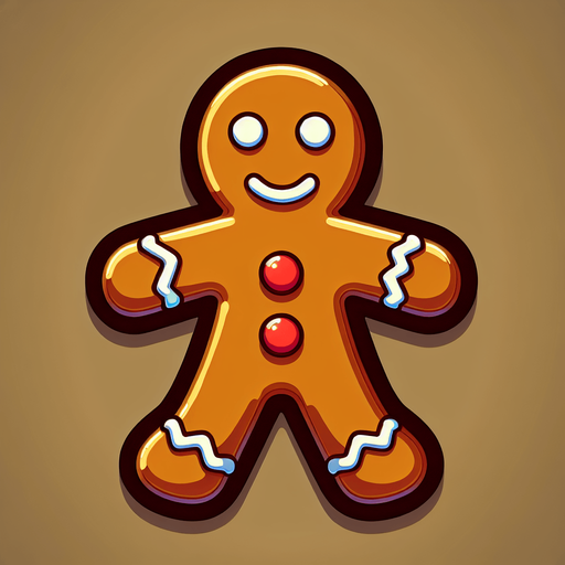 A gingerbread man. Single Game Texture. In-Game asset. 2d. Blank background. High contrast. No shadows.