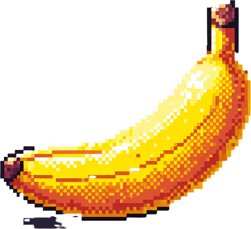 banana.
game asset. 2d. 8bit. no background. transparent background.