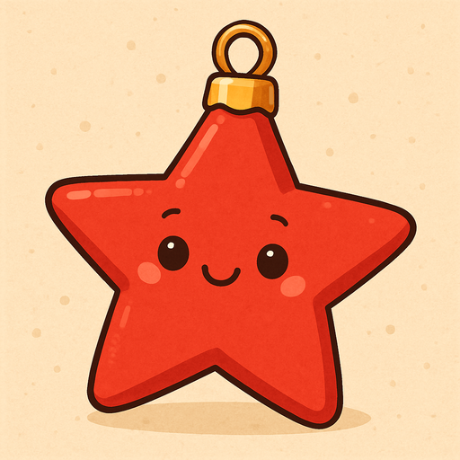 Perfectly star red Christmas decoration. Cartoon. Cute art style