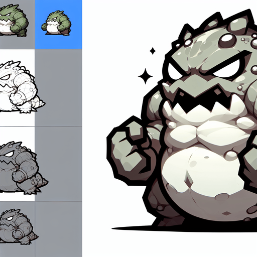 chibi anger bulk frog monster walk.
Single Game Texture.  In-Game asset.  2d.  Blank background.  High contrast.  No shadows
