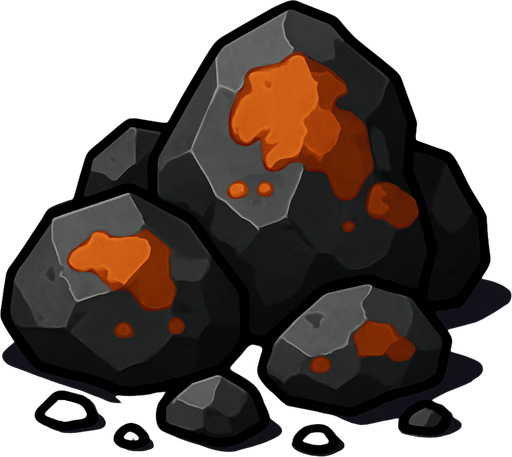 Iron cevheri - yazısız.
In-Game asset.  2d.  High contrast.  No shadows