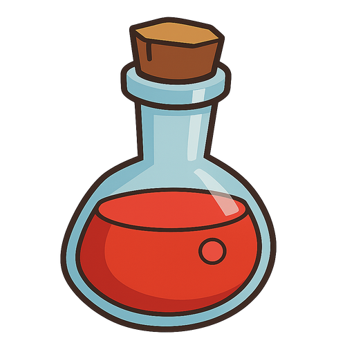 Potion. No background. Transparent background. Blank background. No shadows. 2d. In-Game asset. flat