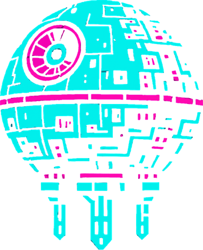 an Arcade style MOther ship like Death star.
In-Game asset.  2d.  High contrast.  No shadows
