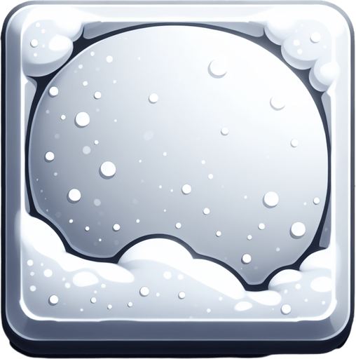 snow covered square with round corners Single Game Texture. In-Game asset. 2d. Blank background. High contrast. No shadows. Single Game Texture. In-Game asset. 2d. Blank background. High contrast. No shadows.