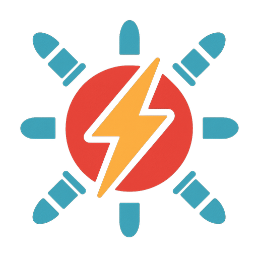 A powerup in a top-down shooter (icon of powerup no text).
In-Game asset.  2d.  High contrast.  No shadows