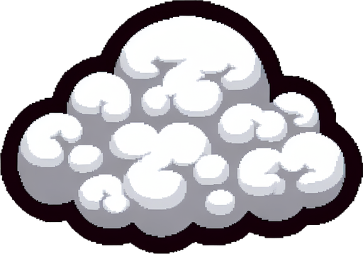Nube.
Single Game Texture.  In-Game asset.  2d.  Blank background.  High contrast.  No shadows