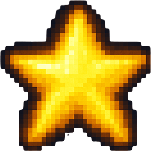 2d pixel art high quality yellow glowing one big star
In-Game asset.  2d.  High contrast.  No shadows