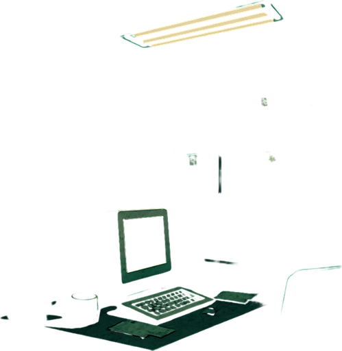 Bana bir ofis odası yap. Biraz gerilim salan ama içinde canavar olmayan eski bir karanlık güvenlik ofis odası gibi olsun.
In-Game asset.  2d.  High contrast.  No shadows