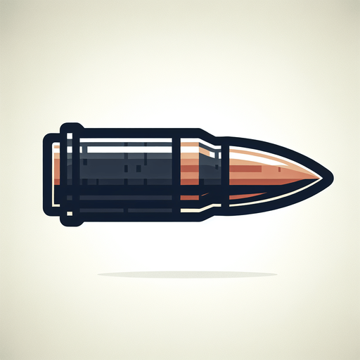 horizontal chinbi gun bullet.
Single Game Texture.  In-Game asset.  2d.  Blank background.  High contrast.  No shadows