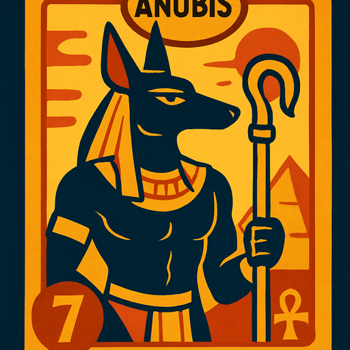 anubis god card.
In-Game asset.  2d.  High contrast.  No shadows